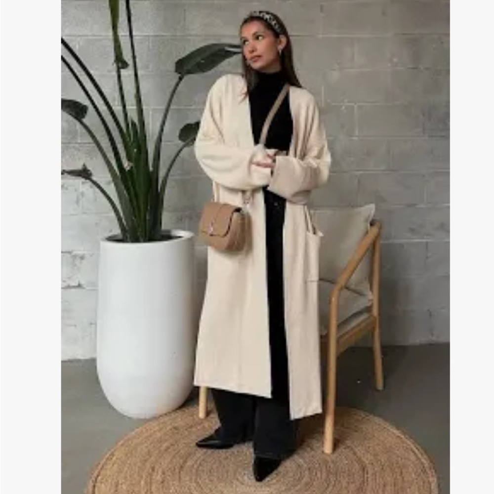 Brunette the Label Matilda Cream Long Cardigan Medium/Large Oversized Fall